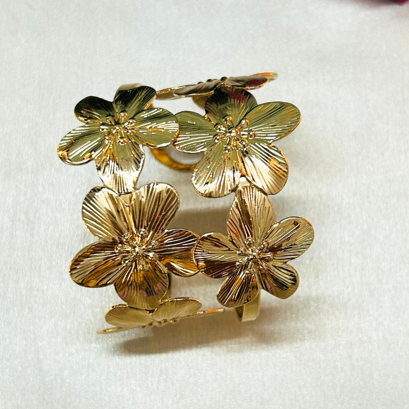 Flower Layered Golden Cuff