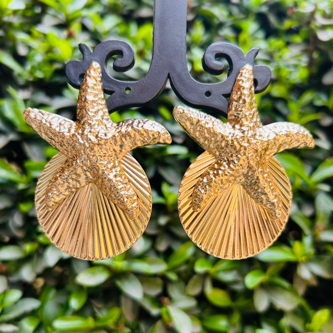 Star Shell Golden Earring - Small