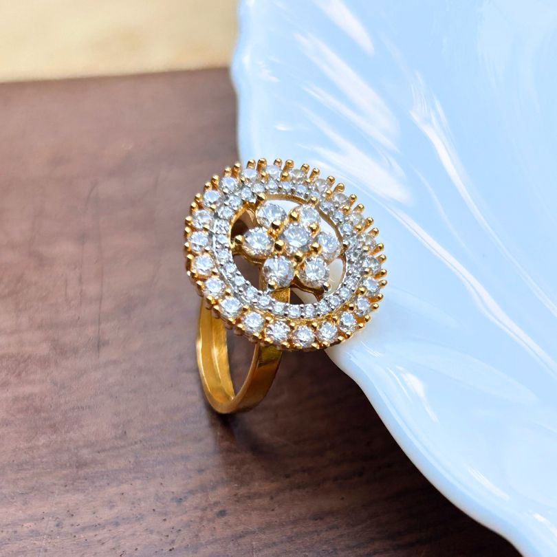 Floral American Diamond Adjustable Finger- Ring