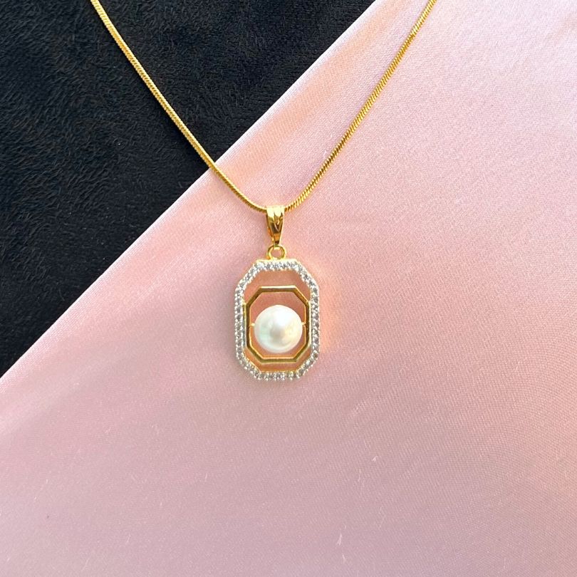 Pearl American Diamond Pendant Sets