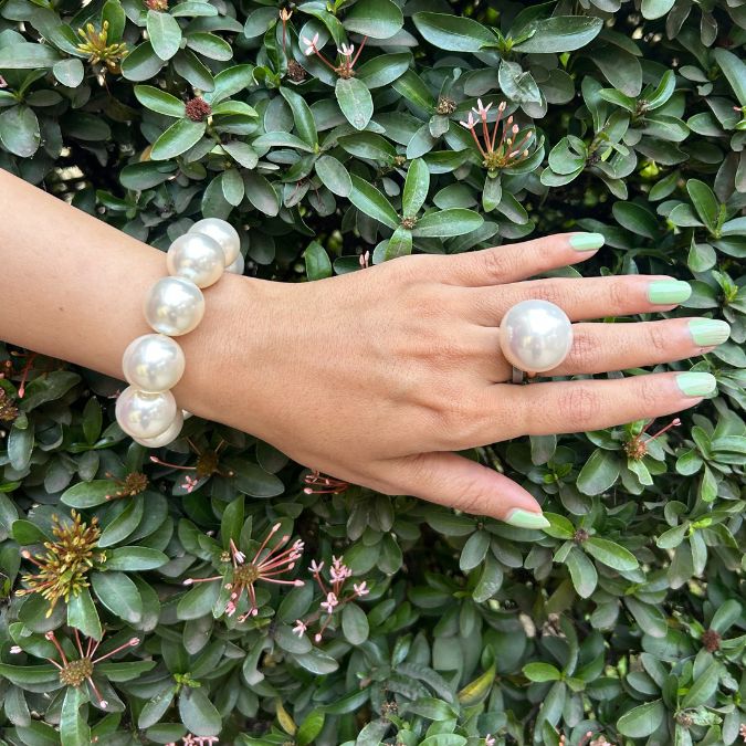 Chic Pearl Ball Statement Bracelet - Big