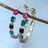 Bling Blogger Multicolor Crystal Hoop Earrings