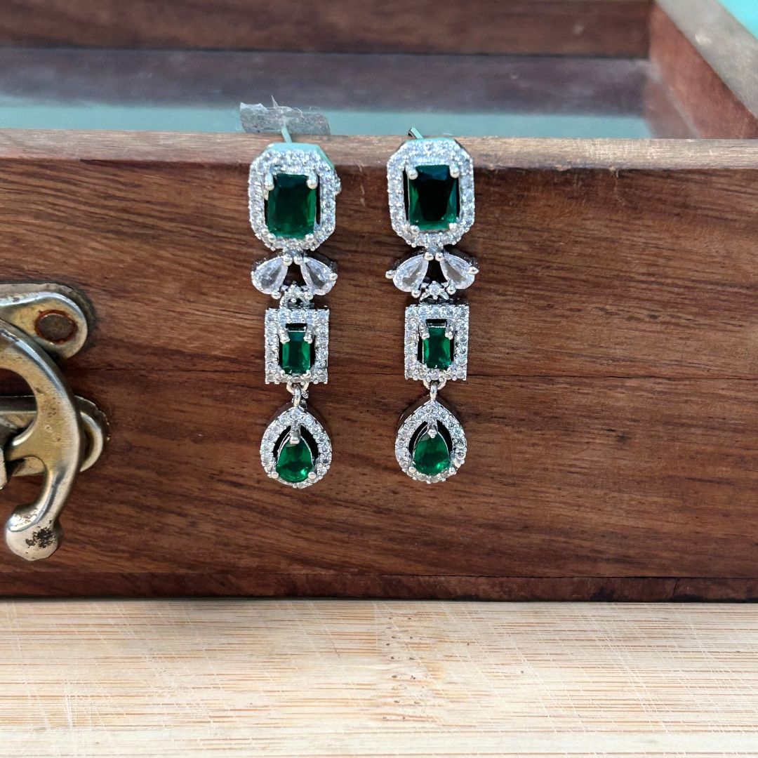 Celia Emerald CZ Designer Necklace Set