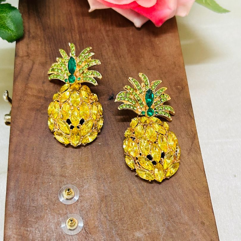 Pine Apple Yellow Earrings
