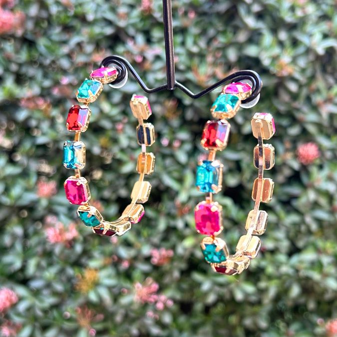 Bling Blogger Multicolor Crystal Hoop Earrings