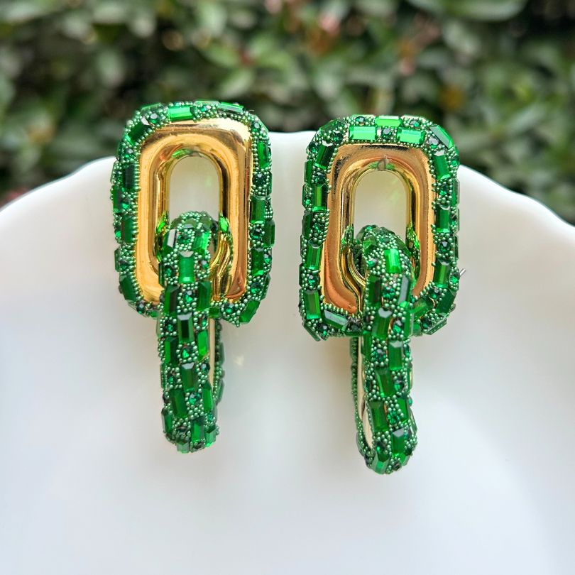 Bling Blogger Emerald Green Entangled Earrings