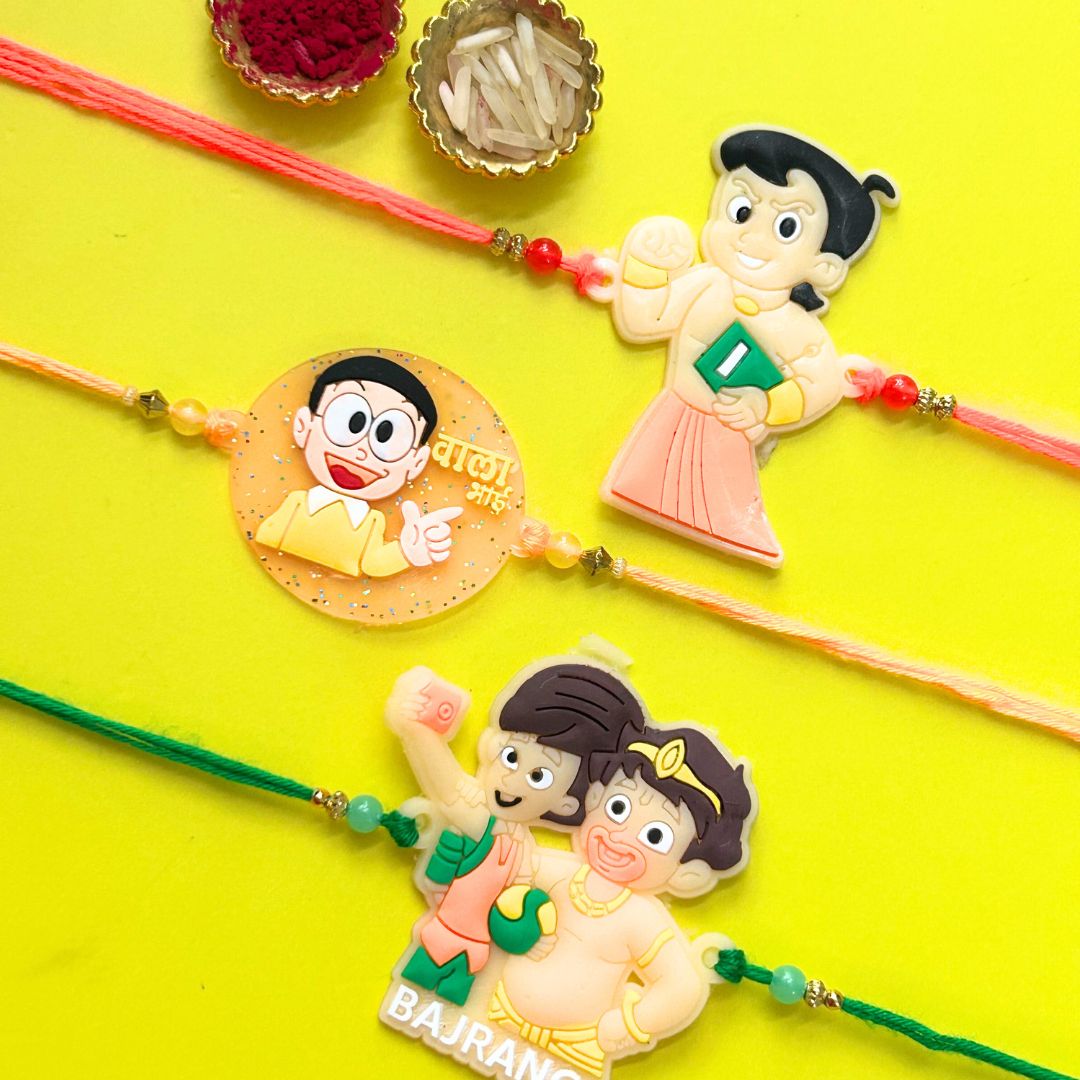 Set of 3 Rakhis - Bajrangi, Chhota Bheem & Kulfi Wala Bhai Rakhi