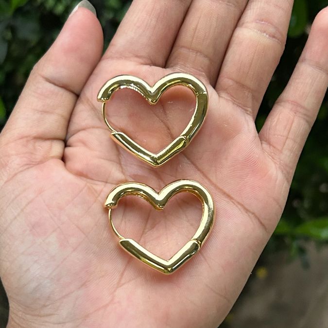 Golden Heart Hoop Earrings