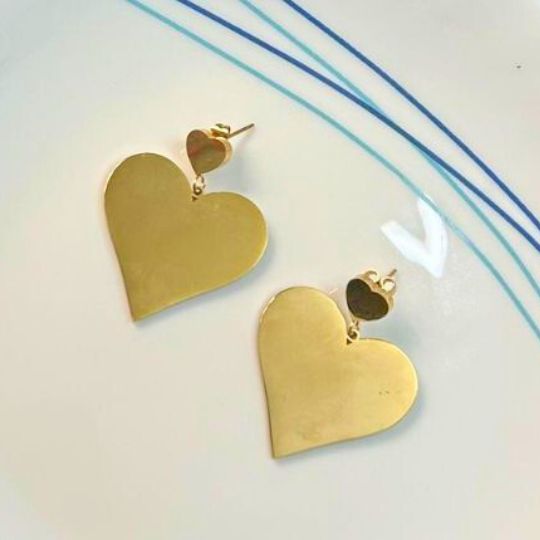 Golden Heart Drop Earring