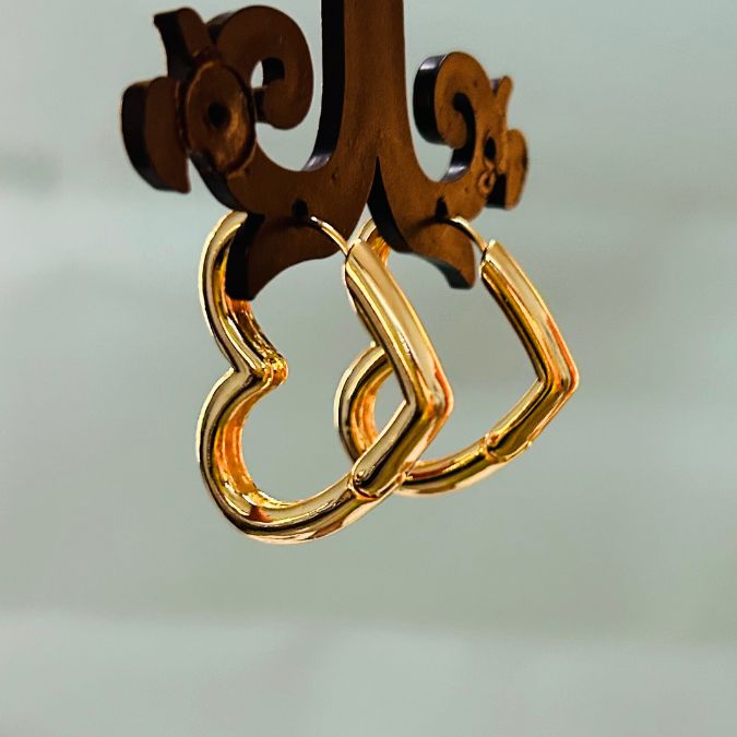 Golden Heart Hoop Earrings