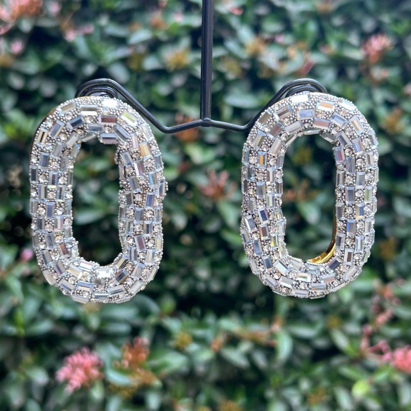 Zara Silver Oval Statement Earrings