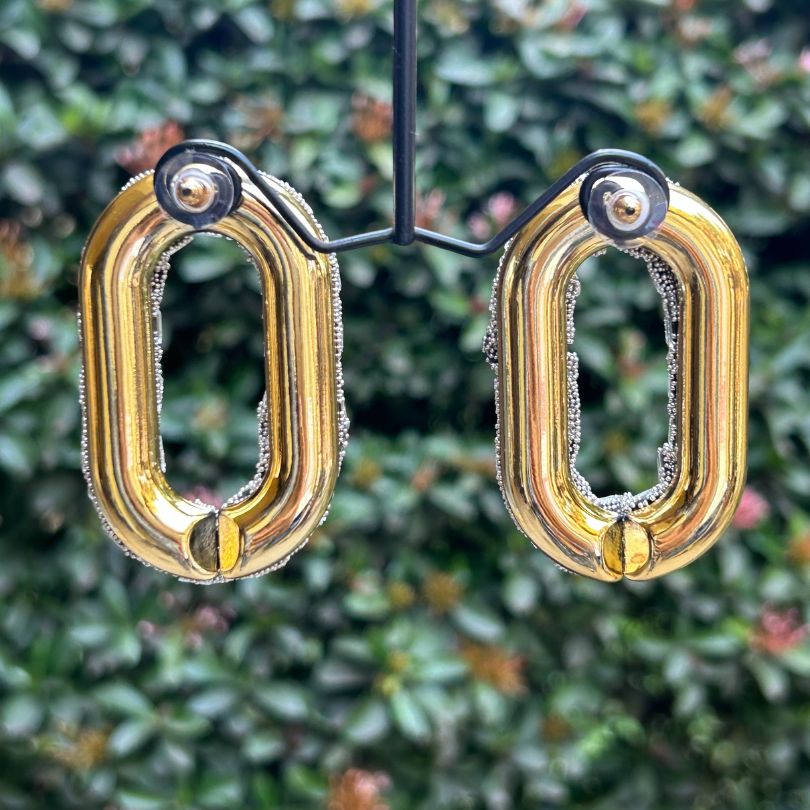 Zara Silver Oval Statement Earrings