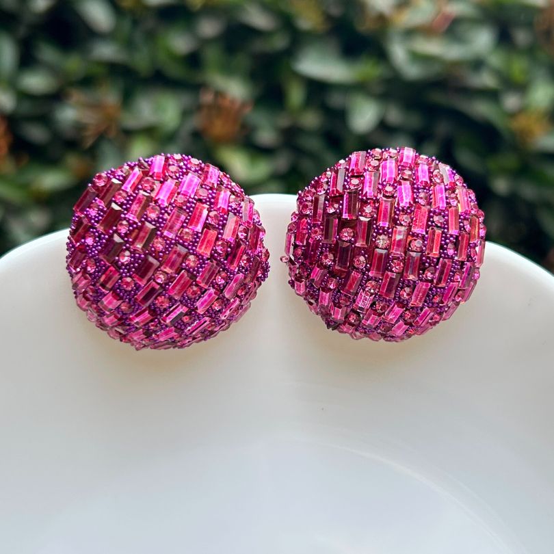 Bling Blogger Pink Stud Earrings - Small