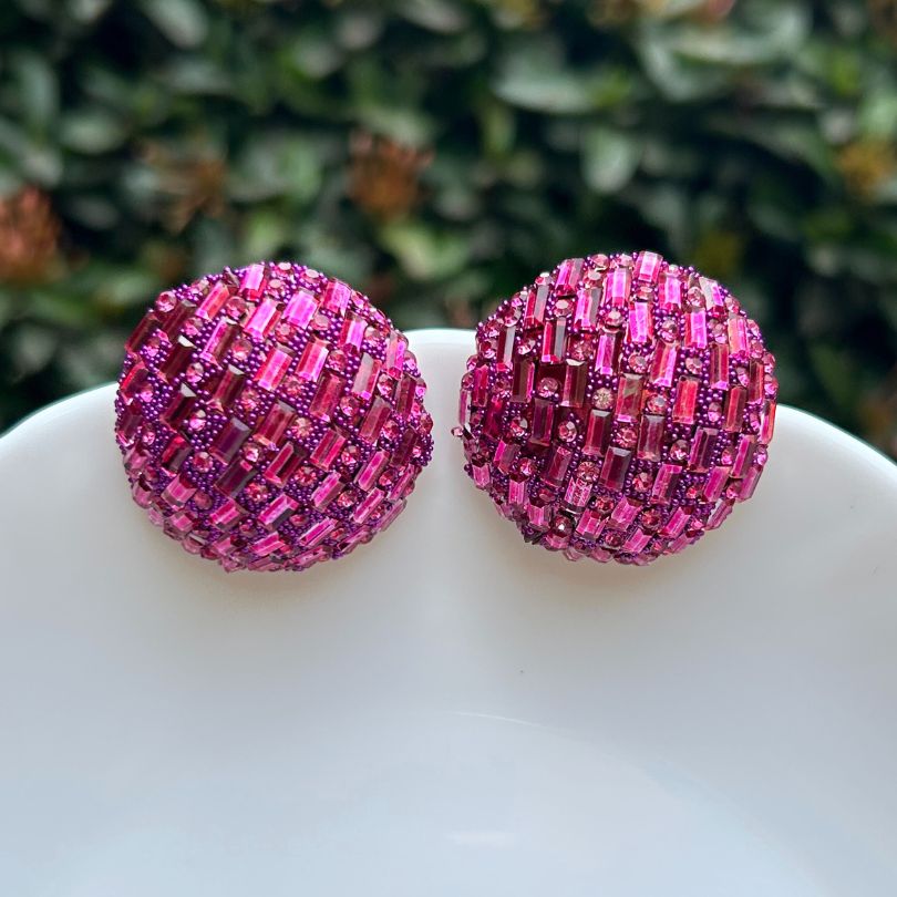 Bling Blogger Pink Stud Earrings - Small