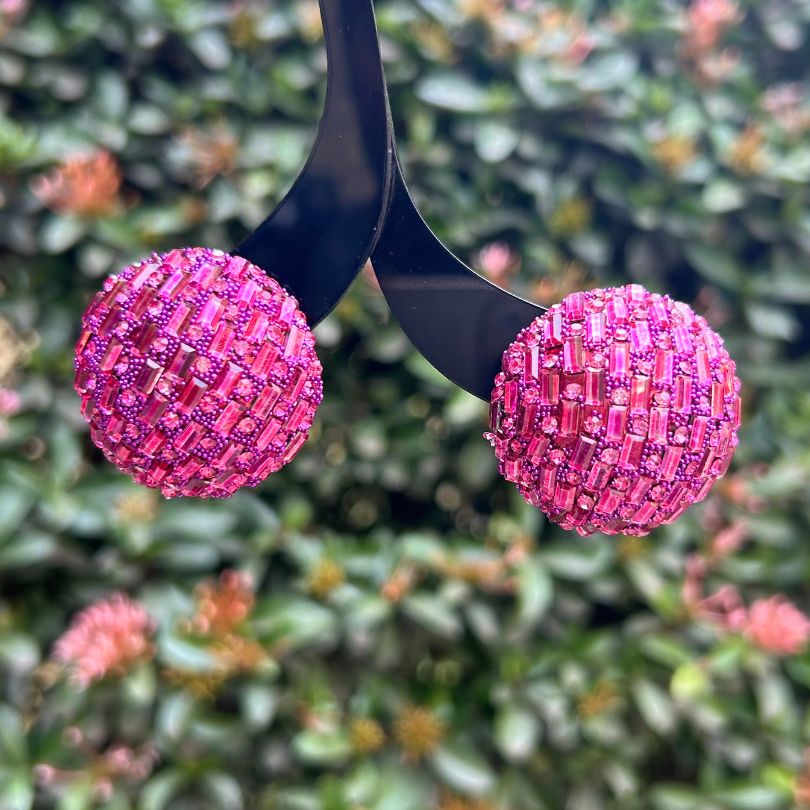 Bling Blogger Pink Stud Earrings - Small