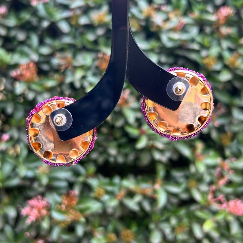 Bling Blogger Pink Stud Earrings - Small