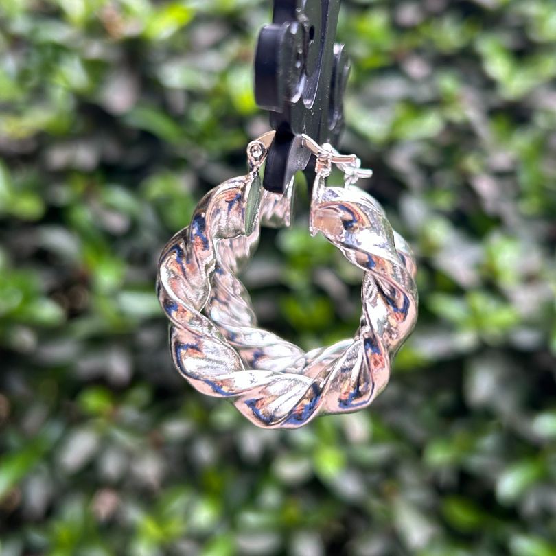 Silver Twisted Hoop Earrings
