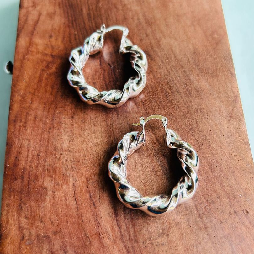 Silver Twisted Hoop Earrings