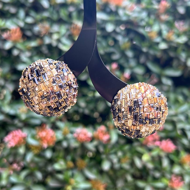 Bling Blogger Black Gold Stud Earrings - Small