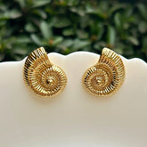 Conch Shell Golden Stud Earrings
