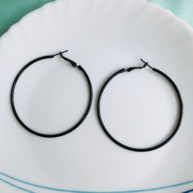 Black Oversized Hoop Earring