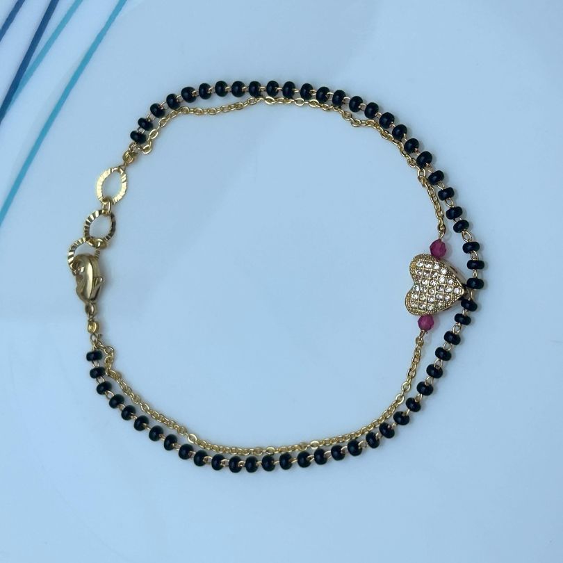 Heart Layered Mangalsutra Bracelet