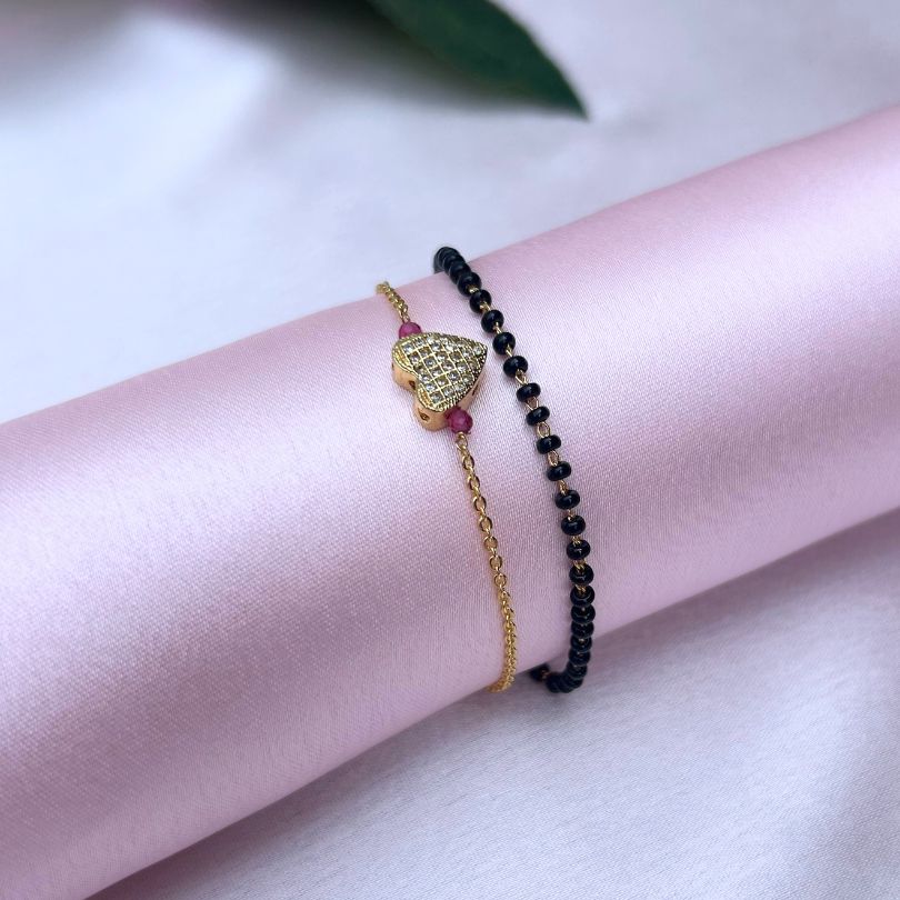 Heart Layered Mangalsutra Bracelet