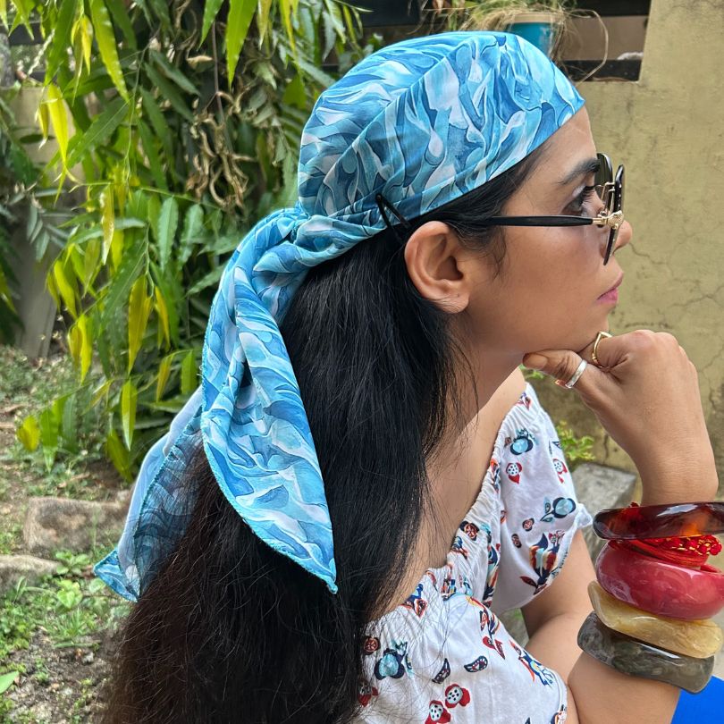 Blue Turquoise Psychedelic Scarf