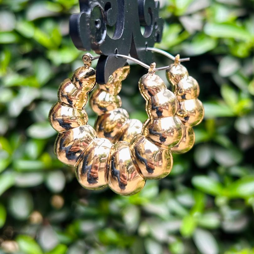 Golden Ball Small Hoop Earring