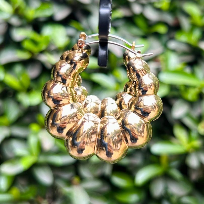 Golden Ball Small Hoop Earring