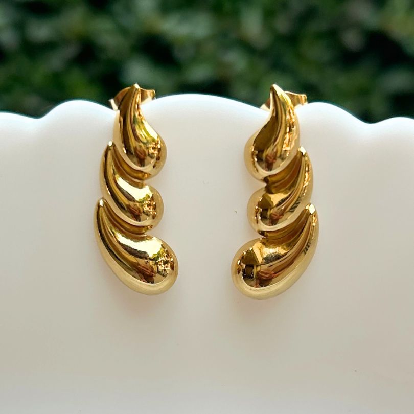 Dainty Golden Tear-Drop Stud Earings