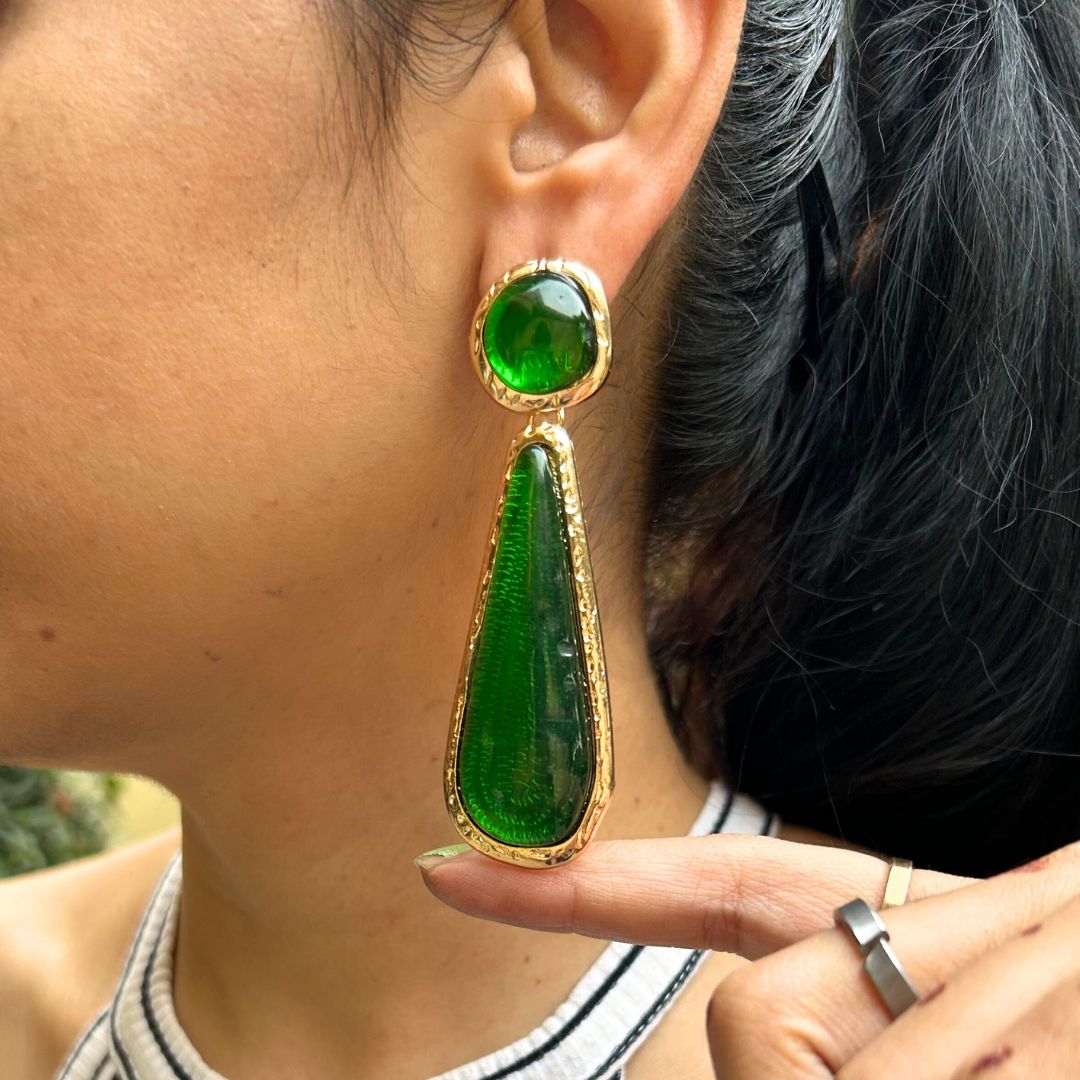 Green Resin Earrings