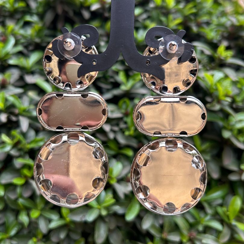 Chunky Silver Metallic Statement Earrings