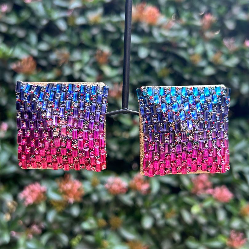 Bling Blogger Square Stud Earrings - Multi 2