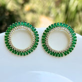 Emerald Green AD Round Earrings