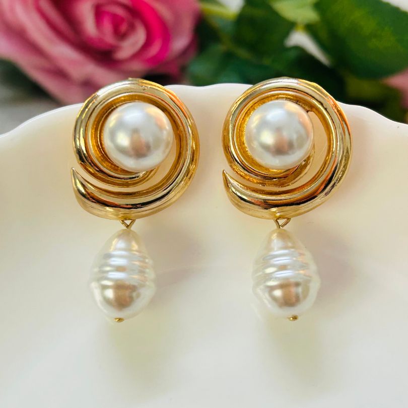 Spiral Pearl Earrings
