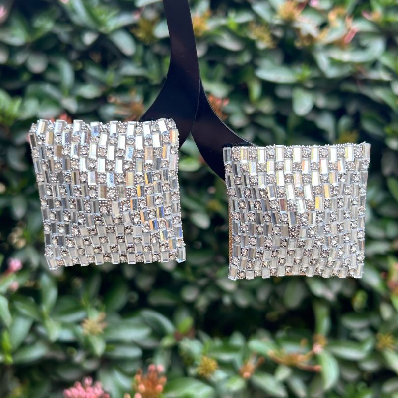 Bling Blogger Silver Square Stud Earrings