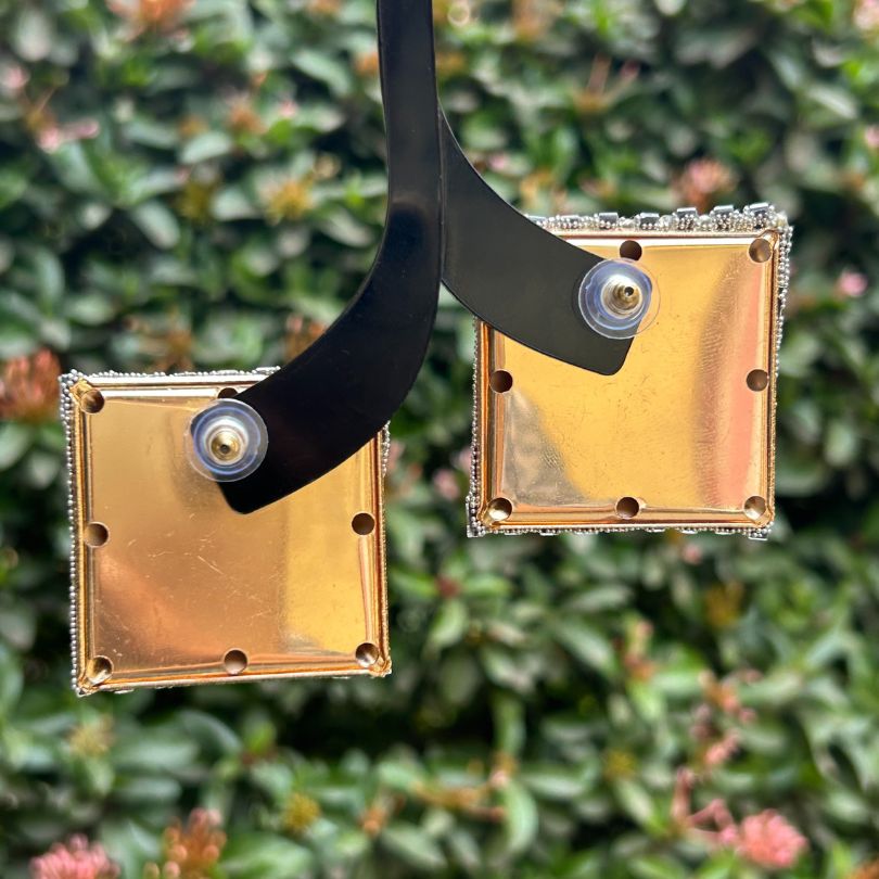 Bling Blogger Silver Square Stud Earrings