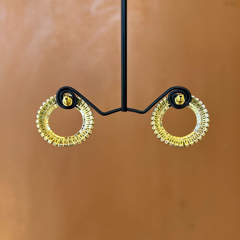 Emerald Green AD Round Earrings