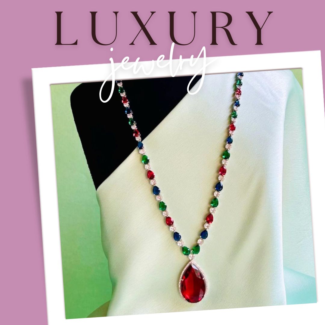 Arden Maroon CZ Designer Jewellery Set