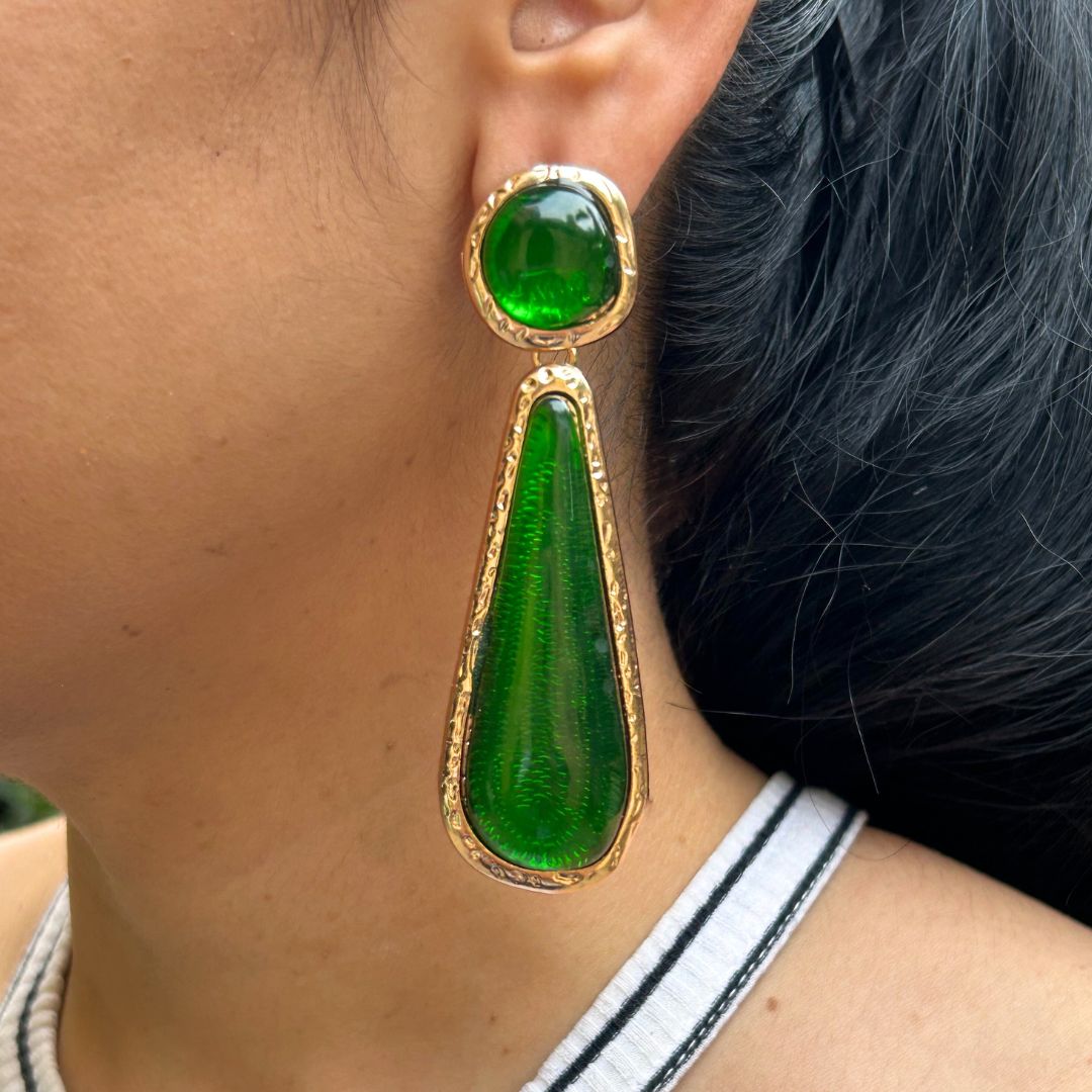 Green Resin Earrings