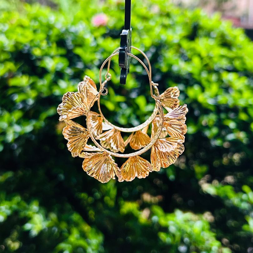 Metallic Flower Hoop Earrings