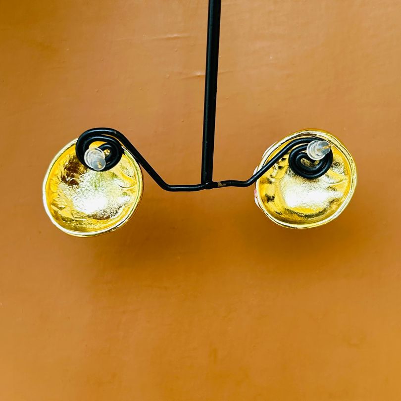 Floral Print Maroon Stud Earrings