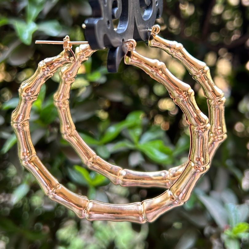 Textured Golden Hoop Earring - Big