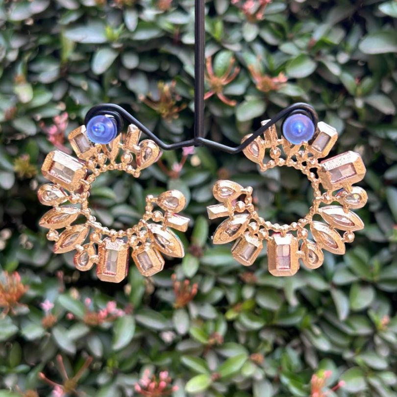 Rhinestone Half Moon Multicolor Earrings