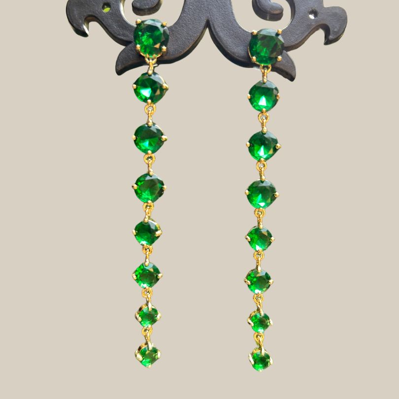 Green Layered American Diamond Danglers