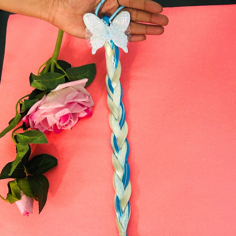 Cute Baby Girl Butterfly Blue Twist Braid Rubber Band