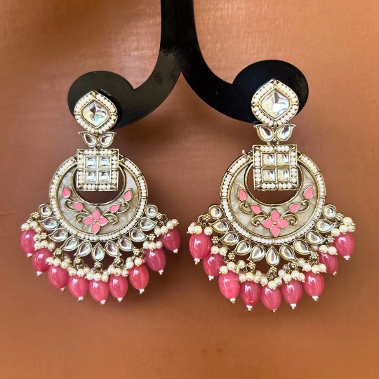 Nayna Pink Designer Chandbalis Earrings