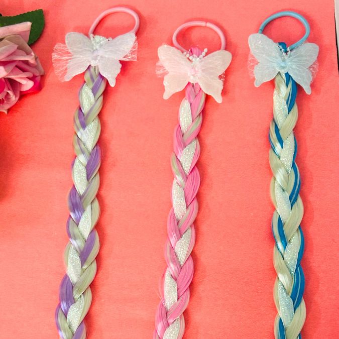 Cute Baby Girl Butterfly Purple Twist Braid Rubber Band