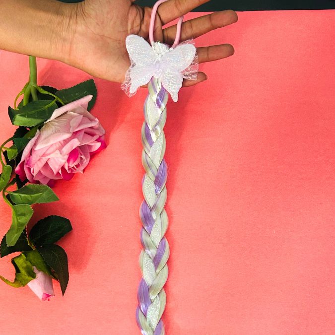 Cute Baby Girl Butterfly Purple Twist Braid Rubber Band
